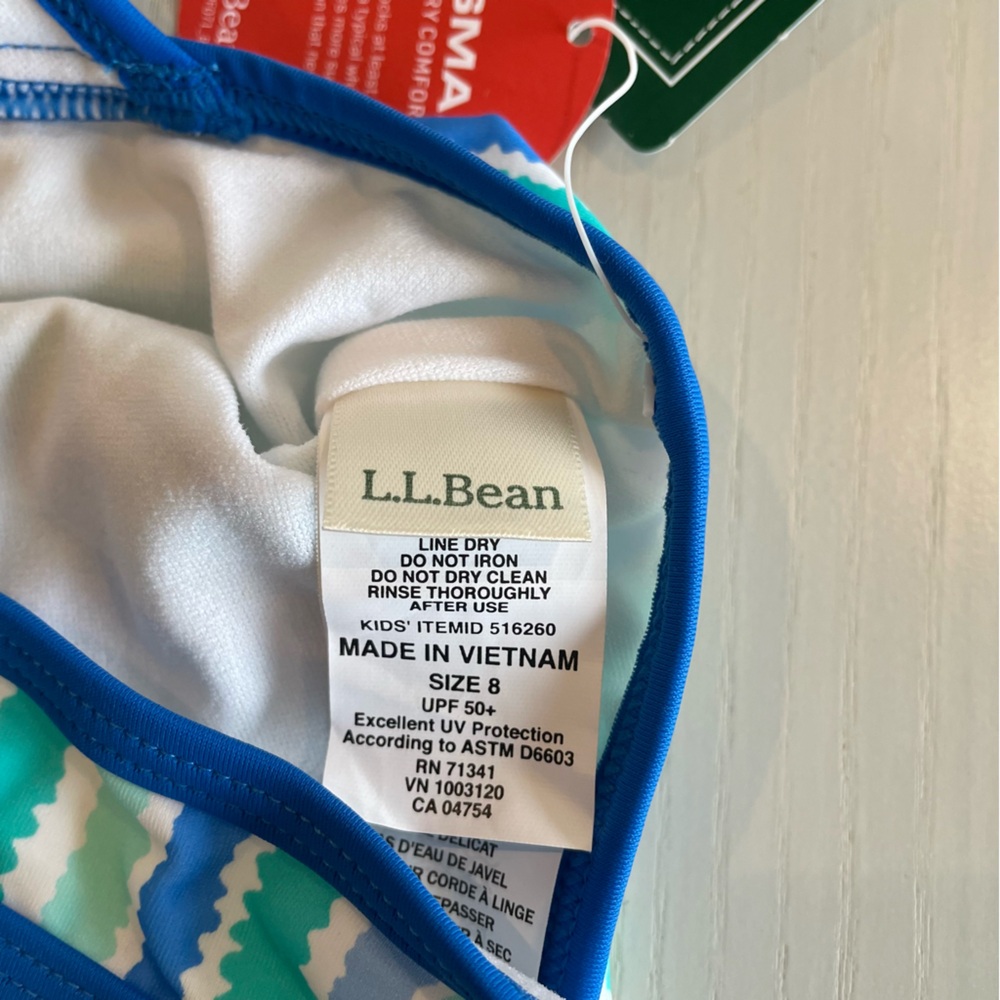 L.L.Bean Girls Watersports One-Piece Swimsuit (Beach Glass Stripe) - 8 - Picture 4 of 5